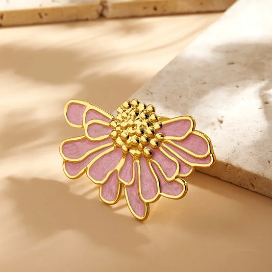 Pink Daisy Statement Ring