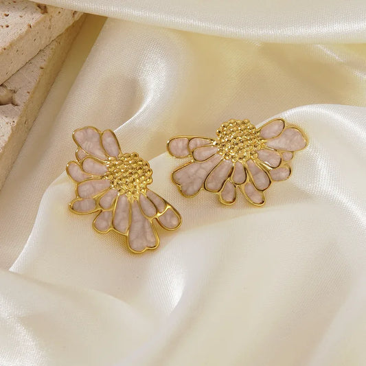 Gold Floral Stud Earrings