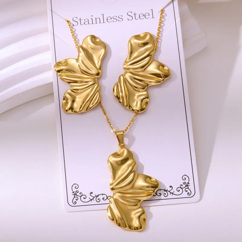 Abstract Statement Pendant Necklace & Earrings Set