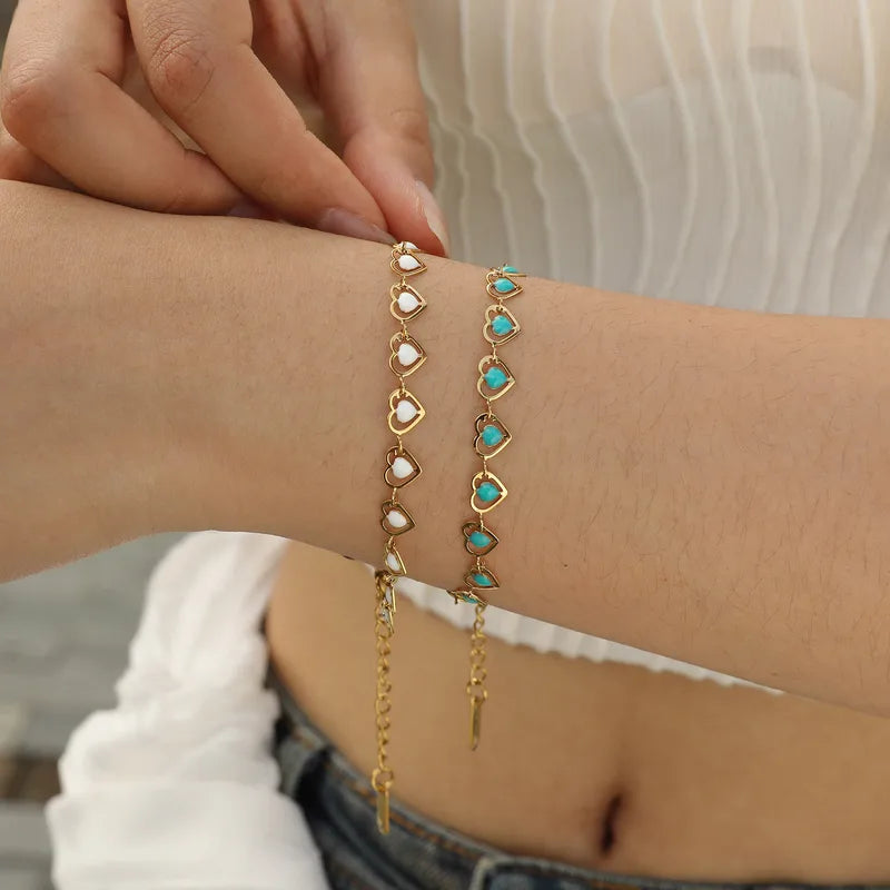 Enamel Heart Charm Bracelet