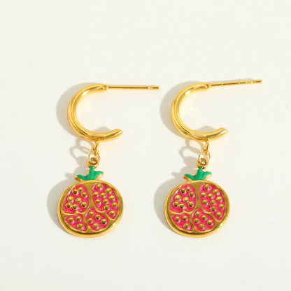 Anti Tarnish Pomegranate Charm Necklace & Earrings Set