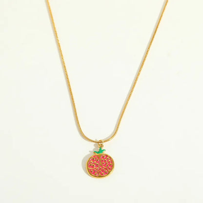 Anti Tarnish Pomegranate Charm Necklace & Earrings Set