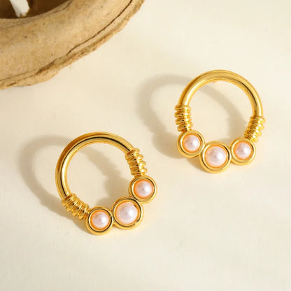 Pearl Trio Hoop Earrings