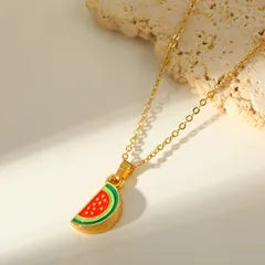Anti Tarnish Watermelon Necklace & Earrings Set