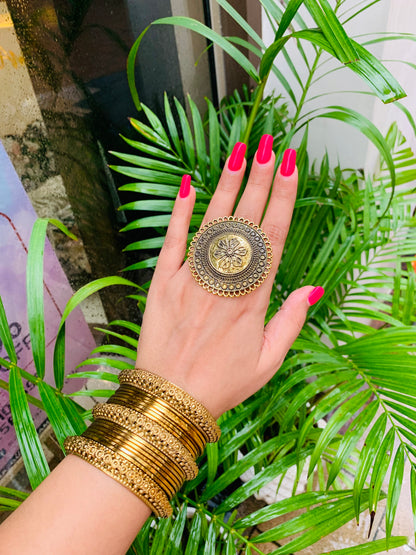 Golden Bangle and Ring combo