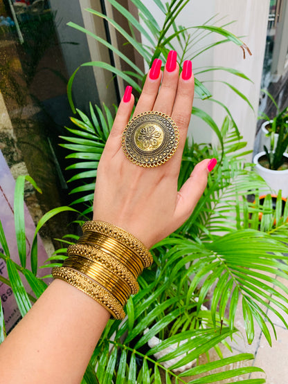 Golden Bangle and Ring combo