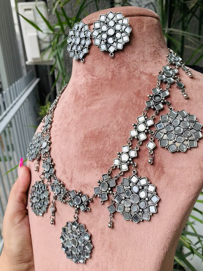 Mirror Necklace with Studs