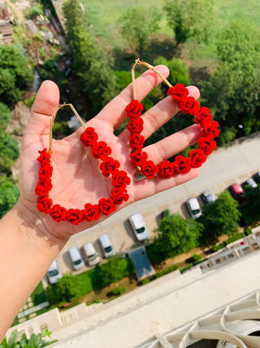 Rose Beaded Hoops