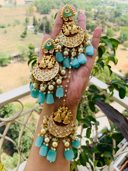 Statement Earrings with Matching Mangteeka