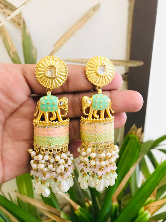 Meenakari Elephant Style Earrings