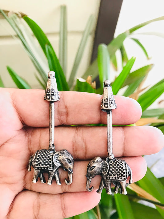 Oxidized Elephant Studs