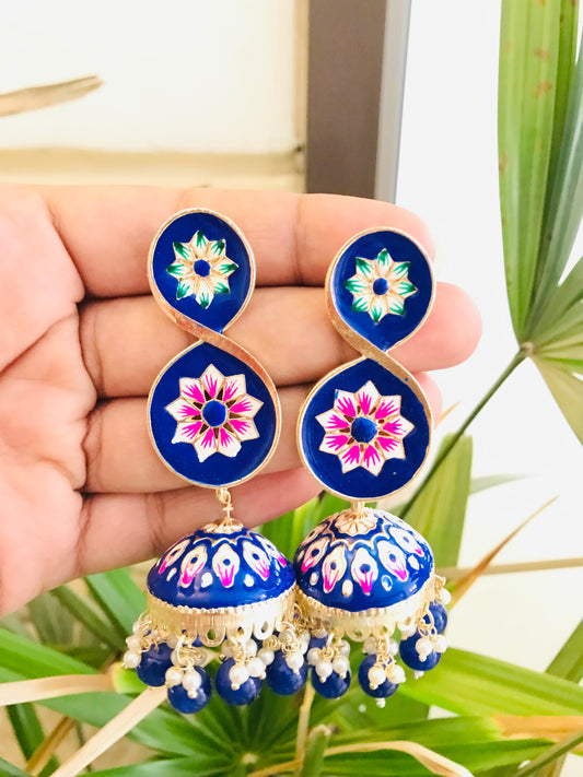 Designer Meenakari Jhumkas