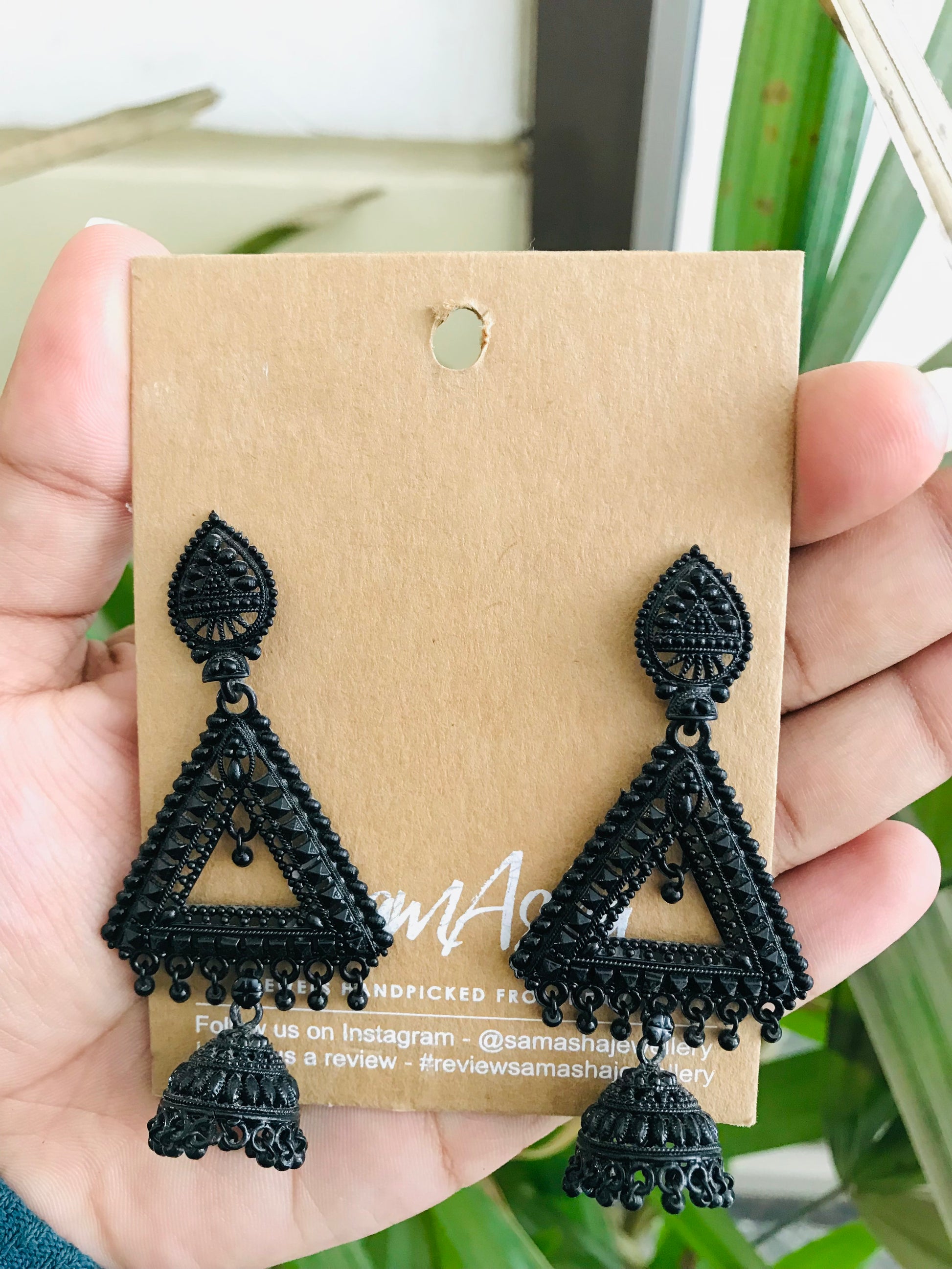 Triangle on sale shaped jhumkas