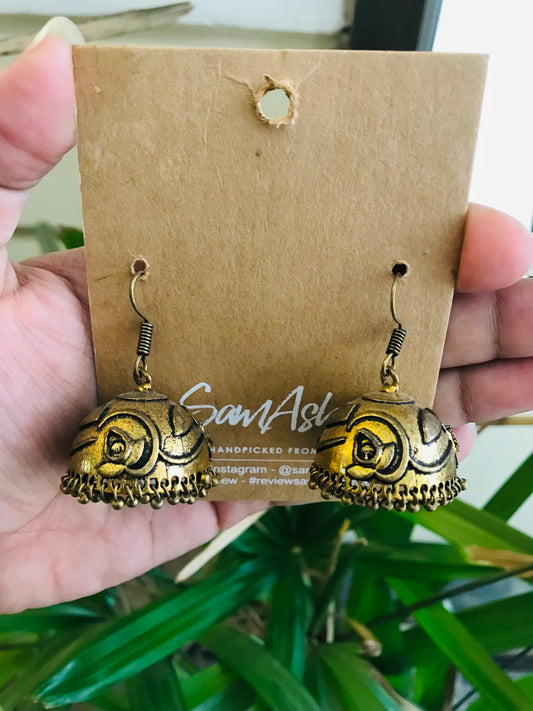 Golden Kaanti (Hook) Style Jhumkas