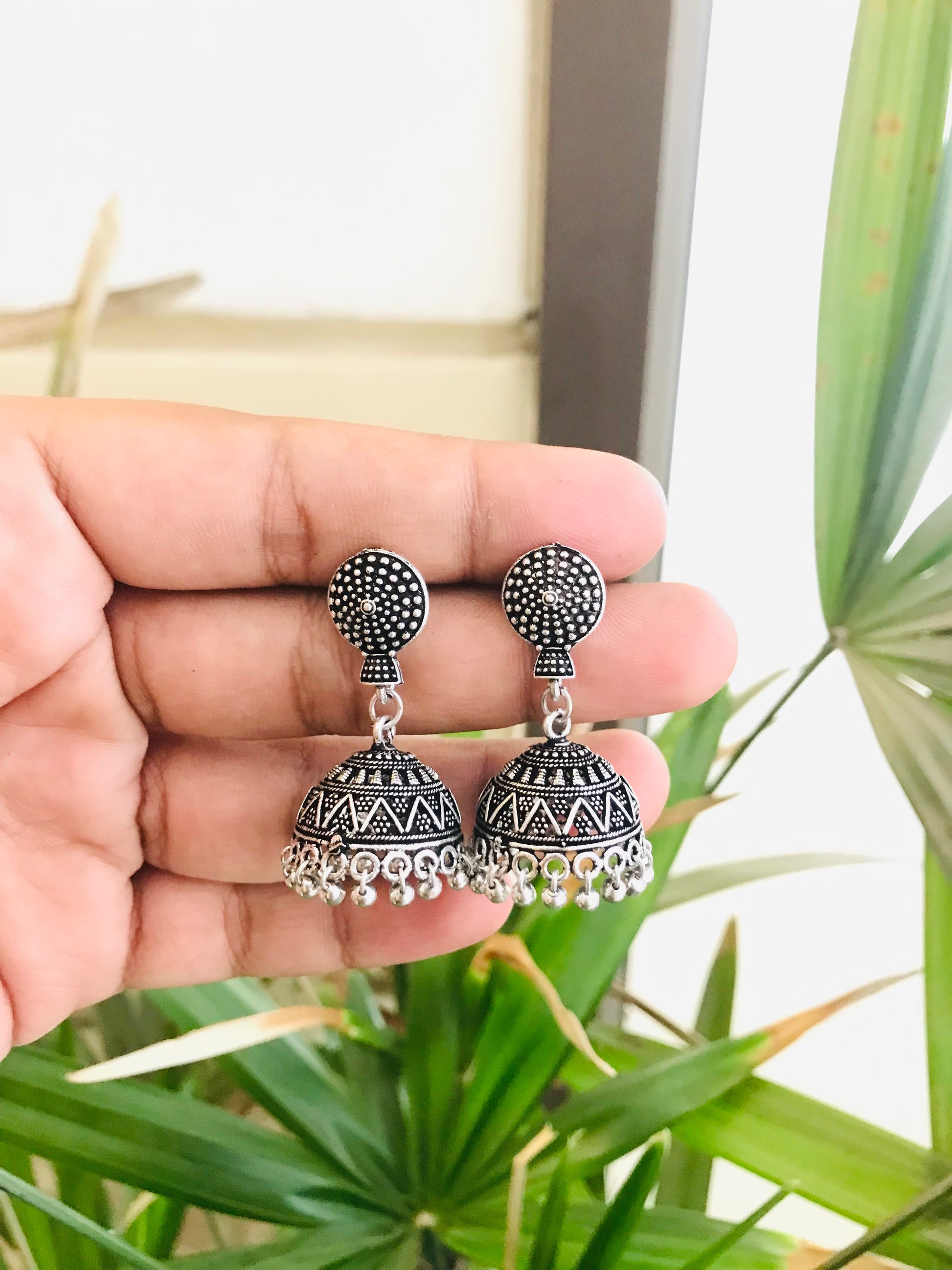 Oxidised small jhumkas Clearance