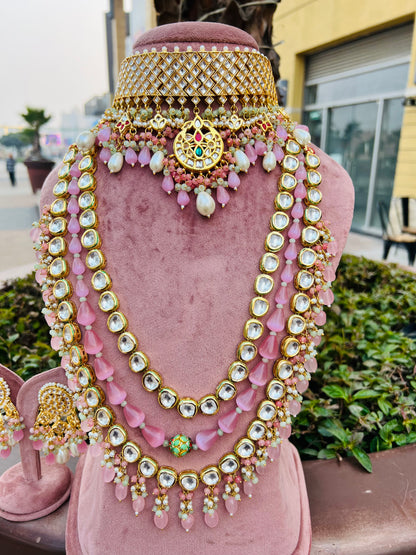 Bridal Pink Choker and Long Necklace